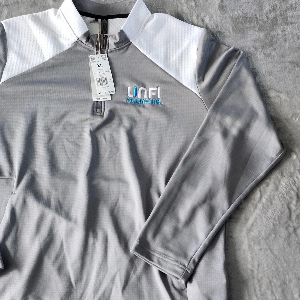 NWT! A532 | Adidas Men's Textured Mixed Media 1/4‎ Zip Pullover UNFI Foundation